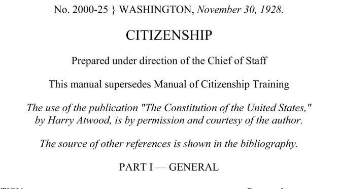 Citizenship manual cover page from 1928